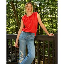 "As Is" DG2 by Diane Gilman Cotton Jersey Knit Chain Detail Top