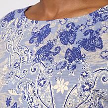"As Is" DG2 by Diane Gilman Cotton Modal Slub-Printed Dolman Tee