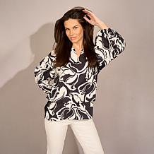 "As Is" DG2 by Diane Gilman Crepe De Chine Lantern Sleeve Easy Top