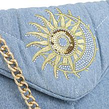 "As Is" DG2 by Diane Gilman Denim Envelope Bag with Adjustable Chain 