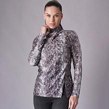 "As Is" DG2 by Diane Gilman Draped Mock Neck Top