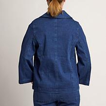 "As Is" DG2 by Diane Gilman Dream Drape Denim Double-Breasted Jacket