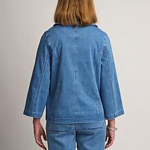 "As Is" DG2 by Diane Gilman Dream Drape Denim Double-Breasted Jacket