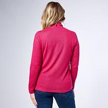 "As Is" DG2 by Diane Gilman Embellished Long-Sleeve Turtleneck Top