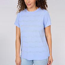 "As Is" DG2 by Diane Gilman Everyday Jersey Crewneck Embellished Tee