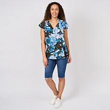 "As Is" DG2 by Diane Gilman Everyday Jersey Flutter Sleeve Asymmetr...