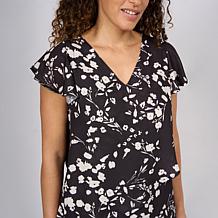 "As Is" DG2 by Diane Gilman Everyday Jersey Flutter Sleeve Asymmetr...