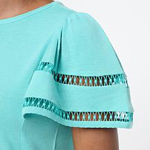 "As Is" DG2 by Diane Gilman Everyday Jersey Flutter Sleeve Top