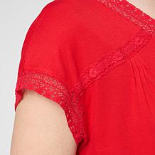 As Is DG2 by Diane Gilman Everyday Jersey Lace Trimmed Knit Top