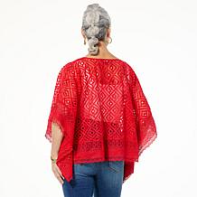 "As Is" DG2 by Diane Gilman Lace Poncho with Crochet Border