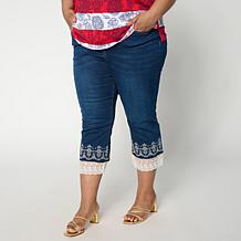 "As Is" DG2 by Diane Gilman Legacy Stretch Denim Embroidered Lace H...