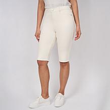 "As Is" DG2 by Diane Gilman Legacy Stretch Denim Fray Hem Bermuda S...