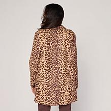 "As Is" DG2 by Diane Gilman Leopard Print Faux Suede Car Coat