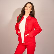 "As Is" DG2 by Diane Gilman Lux Touch Denim Patch Pocket Utility Ja...