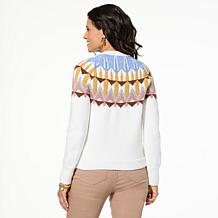 "As Is" DG2 by Diane Gilman Melange Yarn Fair Isle Pullover Sweater