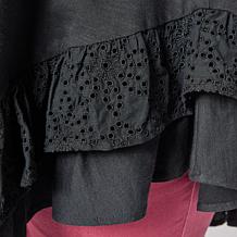 "As Is" DG2 by Diane Gilman Mixed Media Eyelet Knit Ruffled Tank