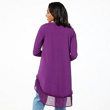 "As Is" DG2 by Diane Gilman Mixed Media Hi-Low Pleated Hem Drama Top