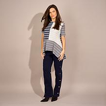 "As Is" DG2 by Diane Gilman Multi-Stripe Rib Knit Tunic