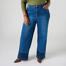 "As Is" DG2 by Diane Gilman New Classic Stretch 2-Tone Wide Leg Jean