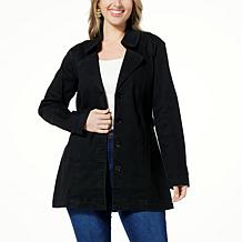 "As Is" DG2 by Diane Gilman New Classic Stretch Denim City Trench Coat