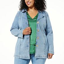 "As Is" DG2 by Diane Gilman New Classic Stretch Denim City Trench Coat