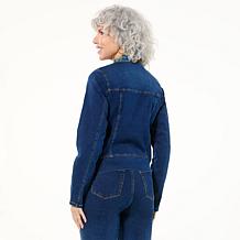 "As Is" DG2 by Diane Gilman New Classic Stretch Denim Collarless Mo...