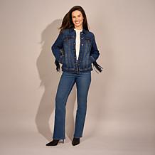 "As Is" DG2 by Diane Gilman New Classic Stretch Denim Fringe Wester...