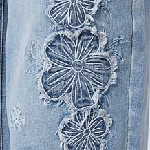 "As Is" DG2 by Diane Gilman New Classic Stretch Denim Patch Wide-Le...