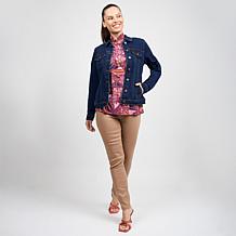 "As Is" DG2 by Diane Gilman New Classic Stretch Denim Scarf Panel B...