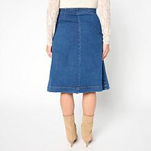 "As Is" DG2 by Diane Gilman New Classic Stretch Denim Wrap Skirt