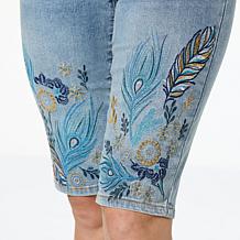 "As Is" DG2 by Diane Gilman New Classic Stretch Embroidered Bermuda...