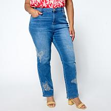 "As Is" DG2 by Diane Gilman New Classic Stretch Embroidered Straigh...