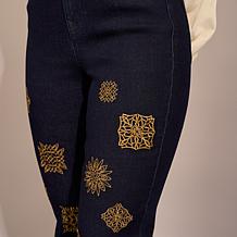 "As Is" DG2 by Diane Gilman New Classic Stretch Medallion Flare Jean