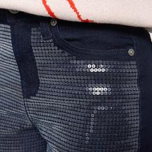 "As Is" DG2 by Diane Gilman New Classic Stretch Sequin Straight-Leg...