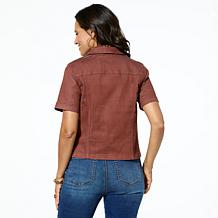 "As Is" DG2 by Diane Gilman New Classic Stretch Short-Sleeve Denim ...