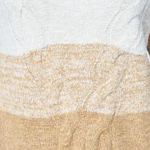 "As Is" DG2 by Diane Gilman Ombre Cable Turtleneck Sweater