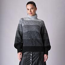 "As Is" DG2 by Diane Gilman Ombre Cable Turtleneck Sweater