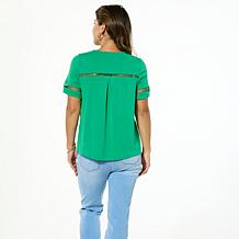 "As Is" DG2 by Diane Gilman Printed Mixed Media Top