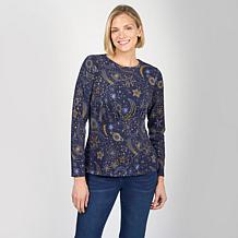 "As Is" DG2 by Diane Gilman Ruched Asymmetric Seam Long Sleeve Top