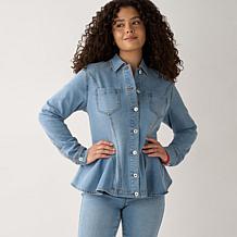 "As Is" DG2 by Diane Gilman Soft & Sleek Fit-and-Flare Denim Jacket