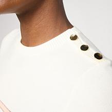 "As Is" DG2 by Diane Gilman Softease Short-Sleeve Striped Sweater