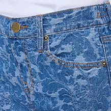 "As Is" DG2 by Diane Gilman Stretch Jacquard Denim Pull-On Wide Leg...