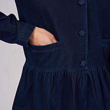 "As Is" DG2 by Diane Gilman Super Stretch Knit Denim Peplum Hem Jacket