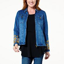 "As Is" DG2 by Diane Gilman Virtual Stretch Denim Stand Collar Jacket