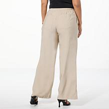 "As Is" DG2 by Diane Gilman Washed Twill Wide-Leg Pull-On Pant