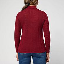 "As Is" DG2 Pointelle Knit Mock Neck Long Sleeve Top