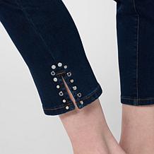 "As Is" Diane Gilman Legacy Stretch Denim Studded Skinny Crop Jean