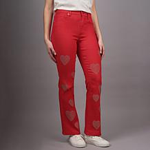 "As Is" Diane Gilman New Classic Stretch Heart Studded Bootcut Jean