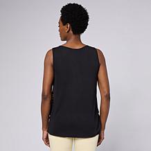 "As Is" Diane Gilman Poly CDC Flutter Tank Top with Lace Trim Inset