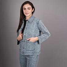 "As Is" Diane Gilman Printed Stretch Denim Barn Jacket